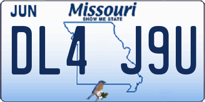 MO license plate DL4J9U