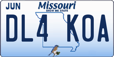 MO license plate DL4K0A