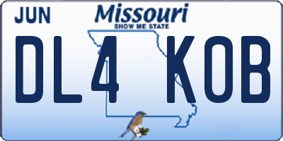 MO license plate DL4K0B