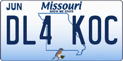 MO license plate DL4K0C