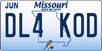 MO license plate DL4K0D