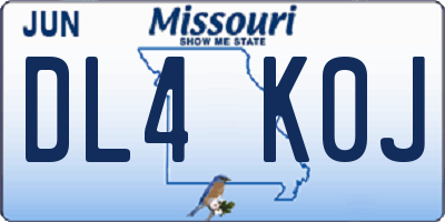 MO license plate DL4K0J