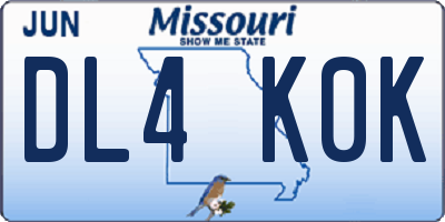 MO license plate DL4K0K