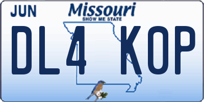 MO license plate DL4K0P