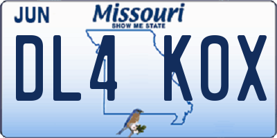 MO license plate DL4K0X