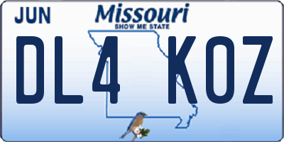 MO license plate DL4K0Z