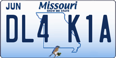 MO license plate DL4K1A