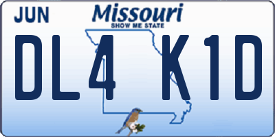 MO license plate DL4K1D