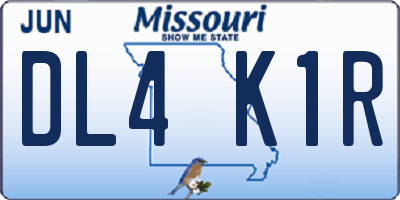 MO license plate DL4K1R