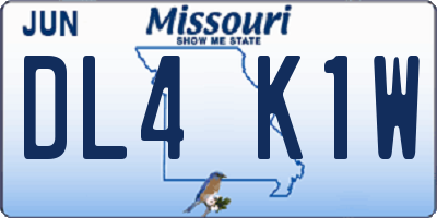 MO license plate DL4K1W