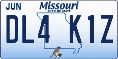 MO license plate DL4K1Z