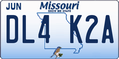 MO license plate DL4K2A
