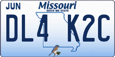MO license plate DL4K2C