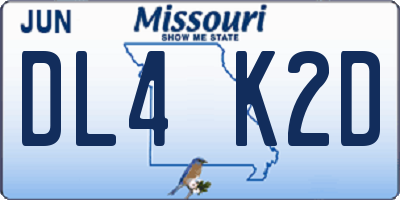 MO license plate DL4K2D