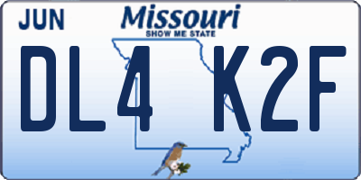 MO license plate DL4K2F