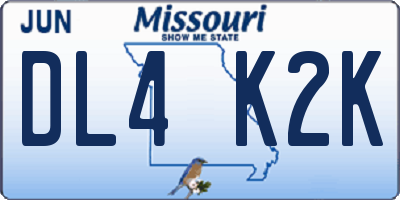 MO license plate DL4K2K