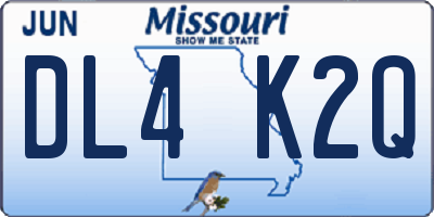 MO license plate DL4K2Q