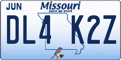 MO license plate DL4K2Z
