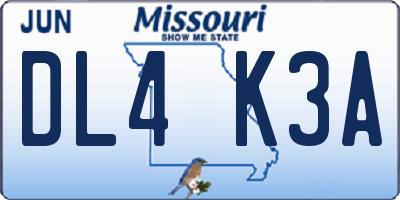 MO license plate DL4K3A