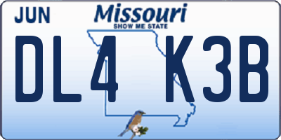 MO license plate DL4K3B