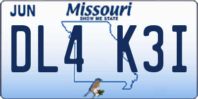 MO license plate DL4K3I