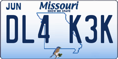 MO license plate DL4K3K