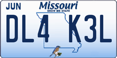 MO license plate DL4K3L