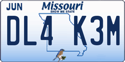 MO license plate DL4K3M