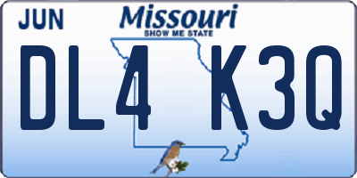 MO license plate DL4K3Q