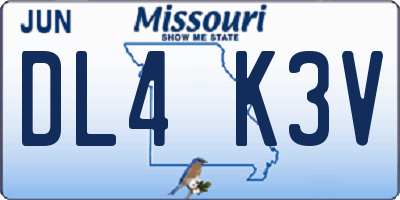 MO license plate DL4K3V