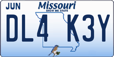 MO license plate DL4K3Y
