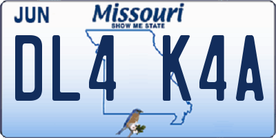MO license plate DL4K4A