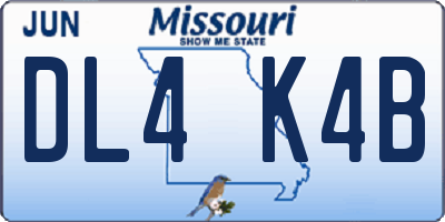 MO license plate DL4K4B