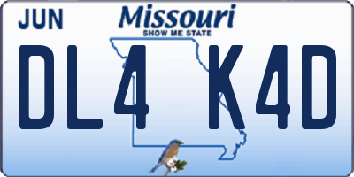 MO license plate DL4K4D