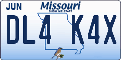 MO license plate DL4K4X