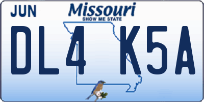 MO license plate DL4K5A