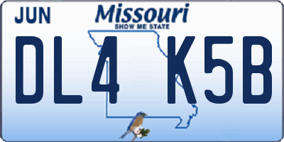 MO license plate DL4K5B