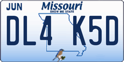 MO license plate DL4K5D