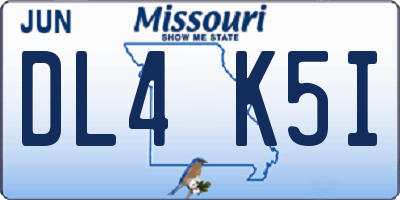 MO license plate DL4K5I