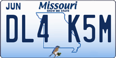 MO license plate DL4K5M