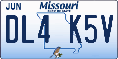MO license plate DL4K5V