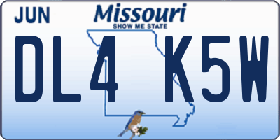 MO license plate DL4K5W