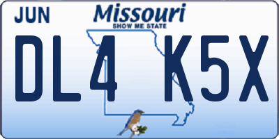MO license plate DL4K5X