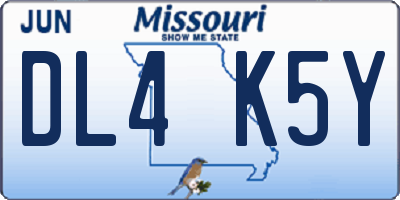 MO license plate DL4K5Y