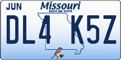 MO license plate DL4K5Z