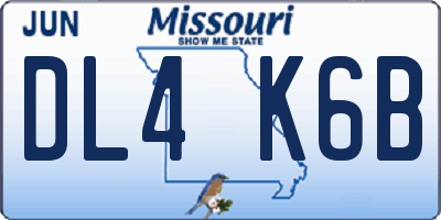 MO license plate DL4K6B