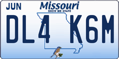 MO license plate DL4K6M