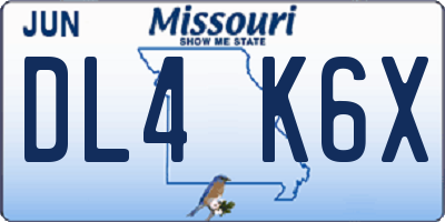 MO license plate DL4K6X