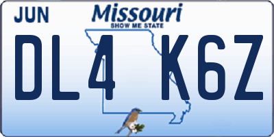 MO license plate DL4K6Z