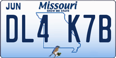 MO license plate DL4K7B